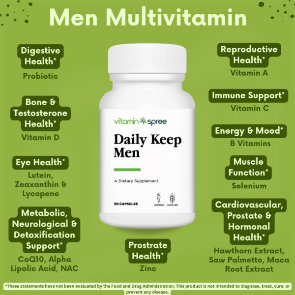 Men Multivitamin Comprehensive Formula with Vitamins Minerals Amino Acids Herbal Extracts Eye Blend 90 Capsules 1 Month Supply - Image 9