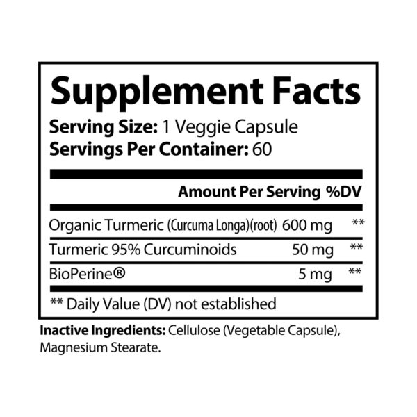 Turmeric with BioPerine® for Supporting Joint Health, Inflammation, Absorption - Image 6